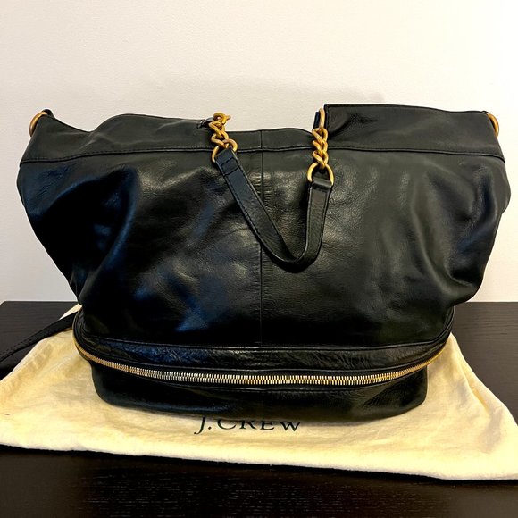 J Crew Black Leather Exhibitor Mega Tote - RN29448 - Picture 3 of 5